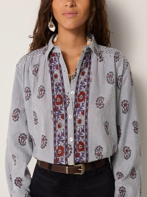 Alternative view of Maison Hotel Sophie blouse rustic groove striped meadow