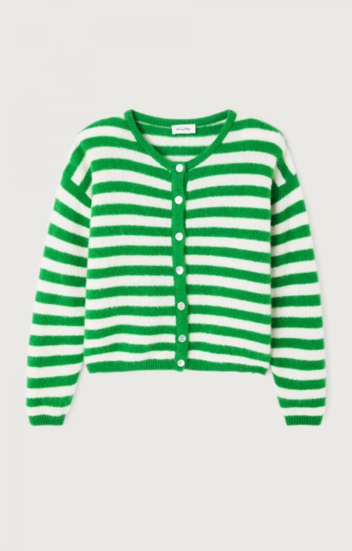 Alternative view of American Vintage VITO19EH25TRB gilet court boule ml trefle raye blanc