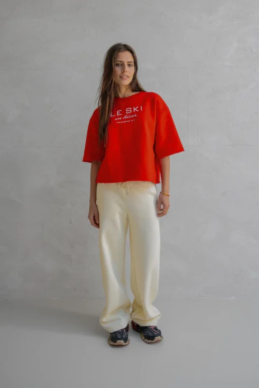 Penn&Ink W25F1702 sweater print tomato ecru - Afbeelding 5