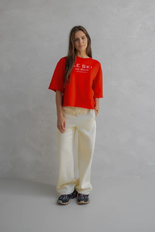 Penn&Ink W25F1702 sweater print tomato ecru