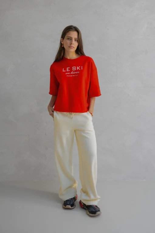 Penn&Ink W25F1702 sweater print tomato ecru - Afbeelding 6