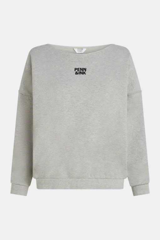 Alternative view of Penn&Ink W25F1703 sweater print grey mel. black