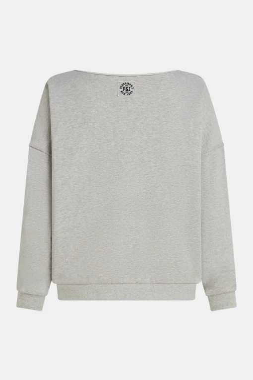 Penn&Ink W25F1703 sweater print grey mel. black - Afbeelding 3