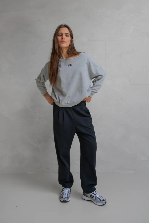 Penn&Ink W25F1703 sweater print grey mel. black - Afbeelding 5