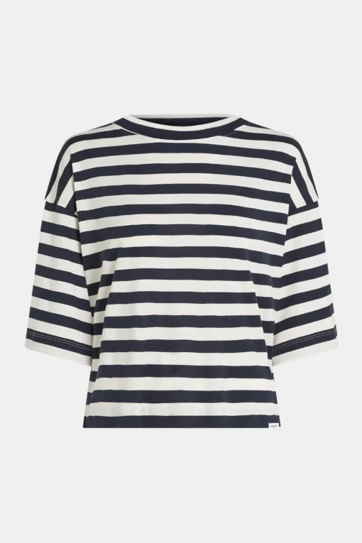 Penn&Ink W25T1188 t-shirt stripe navy ecru