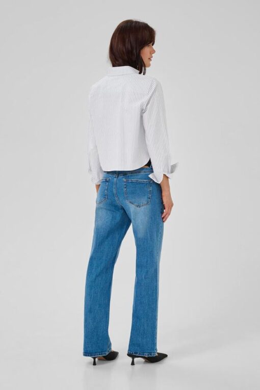 My Essential Wardrobe Jean short shirt 5363 pearlblue striped - Afbeelding 5