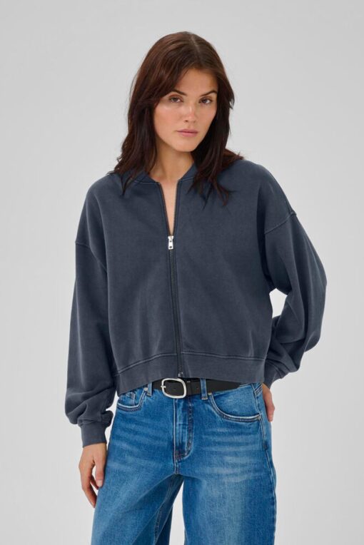 My Essential Wardrobe Meta short sweat jacket 5247 dark grey rando - Afbeelding 4