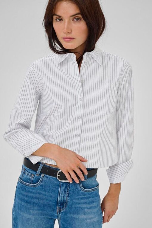 My Essential Wardrobe Jean short shirt 5363 pearlblue striped - Afbeelding 6