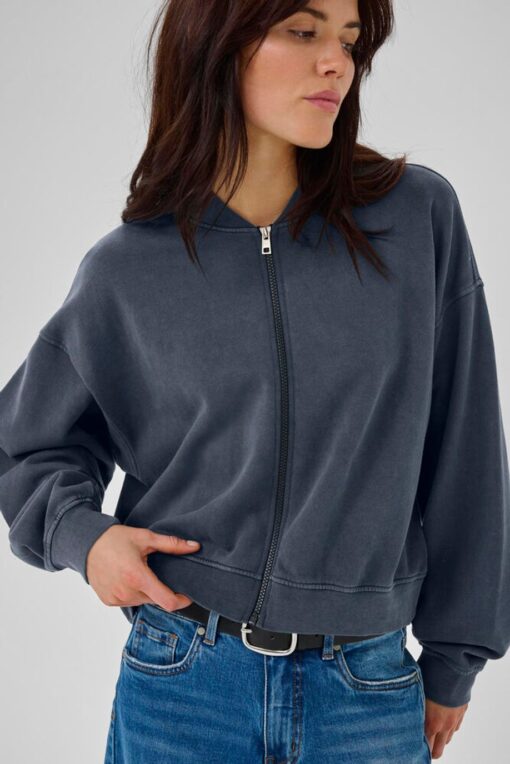 My Essential Wardrobe Meta short sweat jacket 5247 dark grey rando - Afbeelding 5