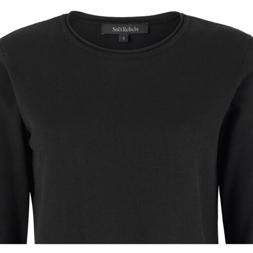 Alternative view of Soft Rebels 219-208 Marla o-neck roll edge knit black