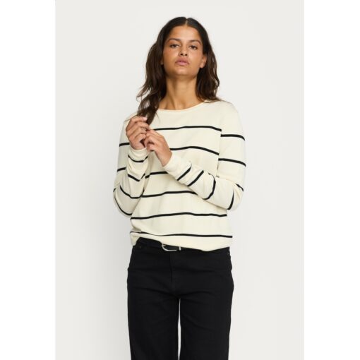 Soft Rebels 425-206 Marla o-neck roll edge stripe knit arctic wolf