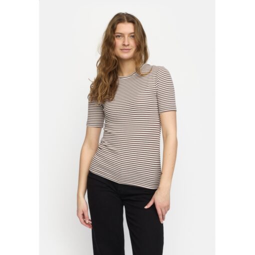 Soft Rebels 124-304 Fenja stripe ss top coffee quartz
