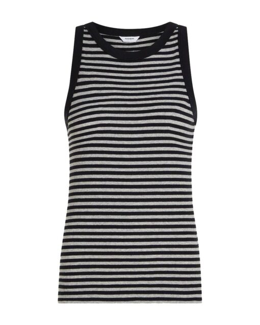 Penn&Ink W25F1718-STM singlet stripe melange black melangegrey
