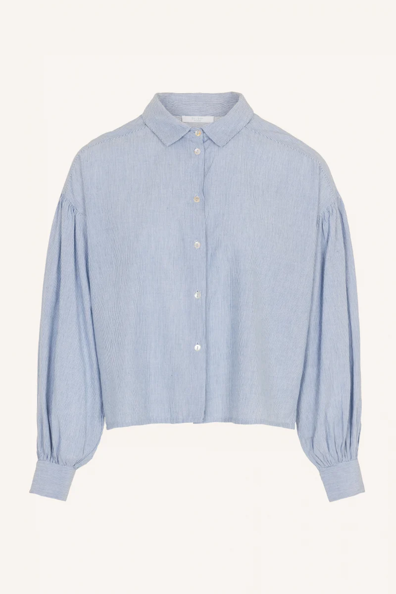 By-Bar Sarah short pin stripe blouse indi grey - Afbeelding 2