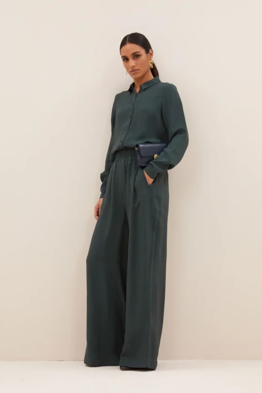 By-Bar Donna satin stripe blouse dried basil - Afbeelding 5