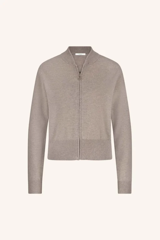 Alternative view of By-Bar Zipp cardigan dark sand