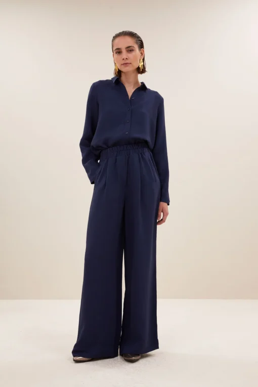 By-Bar Benji satin stripe pants evening blue