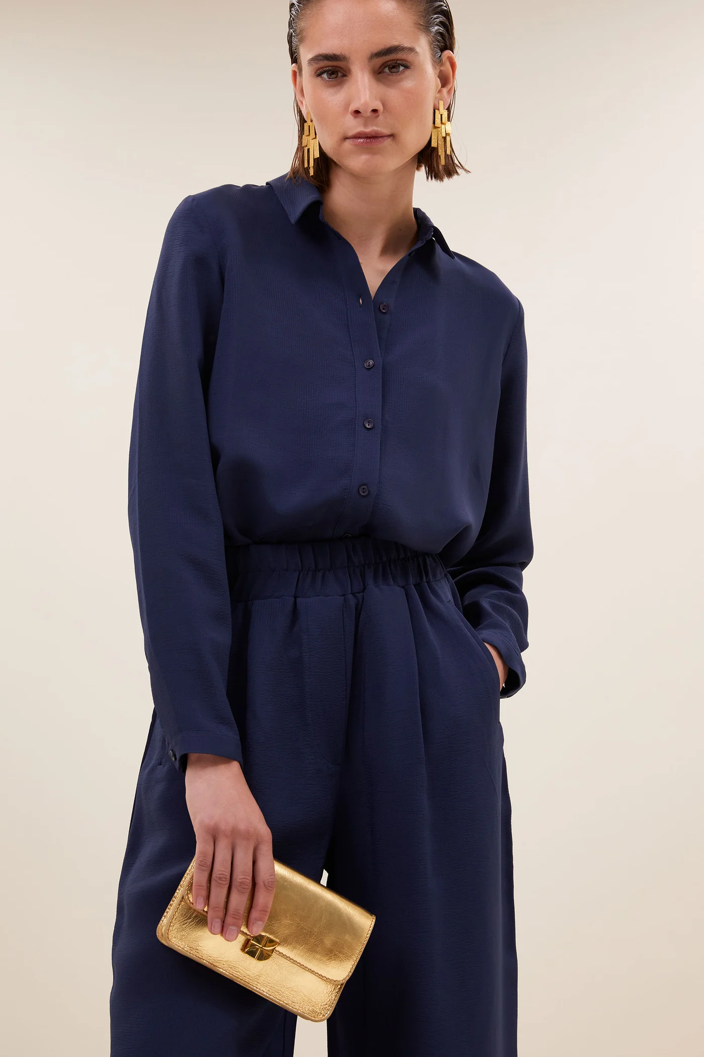 By-Bar Benji satin stripe pants evening blue - Afbeelding 5