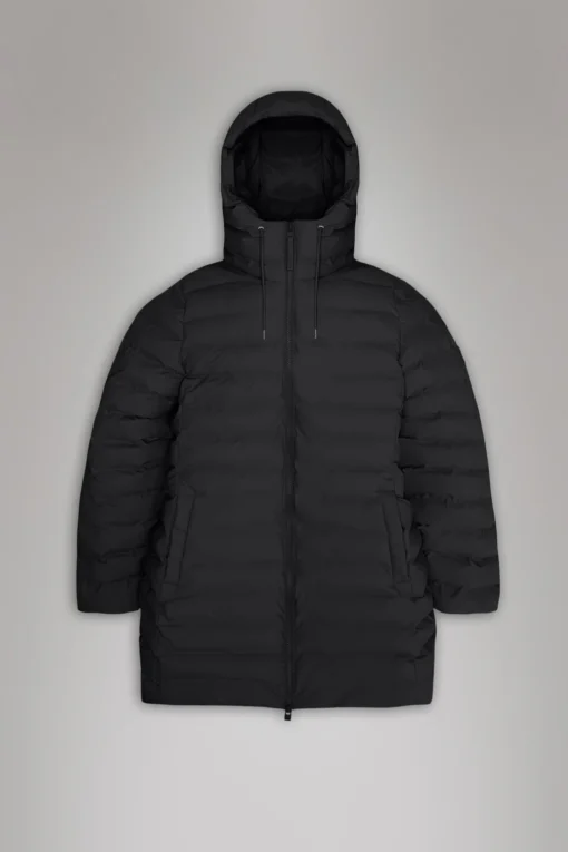 Alternative view of Rains 15890 lohja long puffer curve jacket w3t3 black