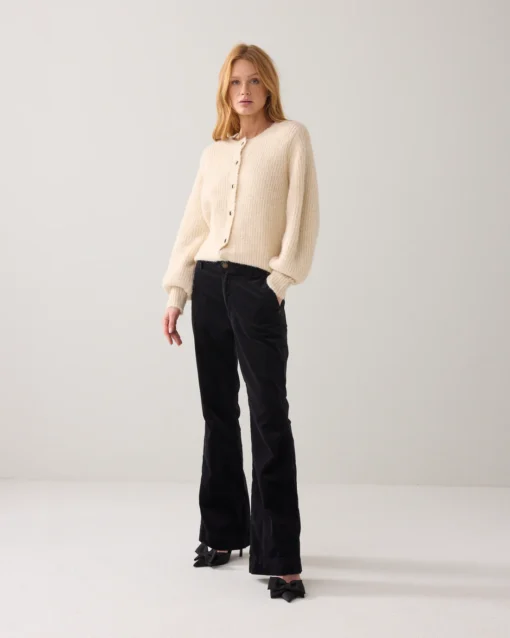Summum 4s2891 Pant slim flare stretch velvet black