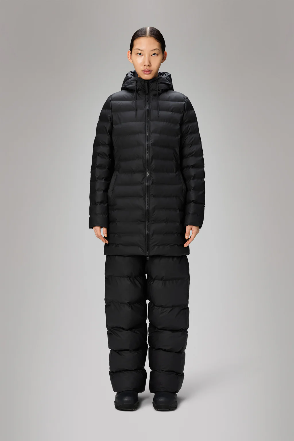 Rains 15890 lohja long puffer curve jacket w3t3 black - Afbeelding 3
