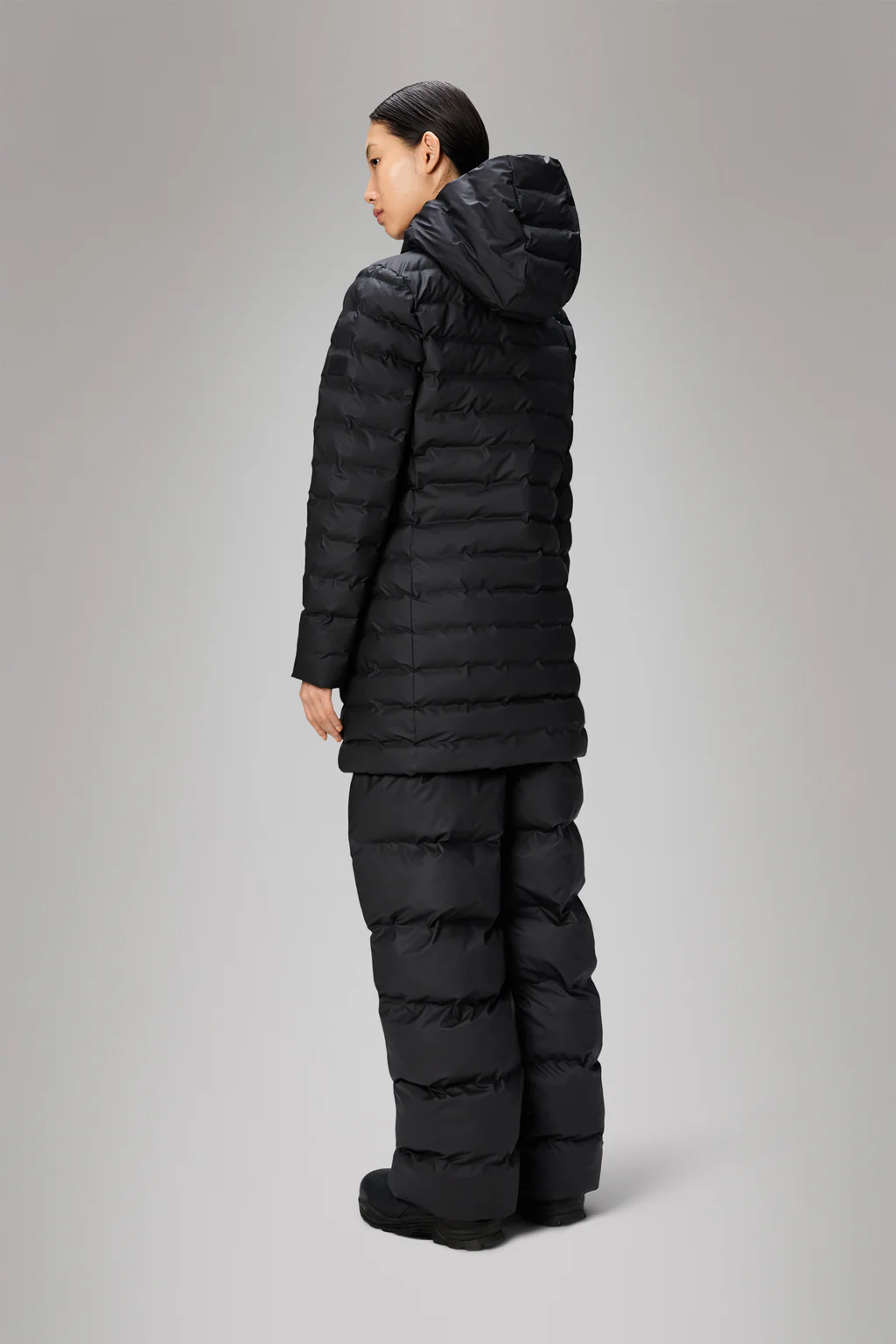 Rains 15890 lohja long puffer curve jacket w3t3 black - Afbeelding 4