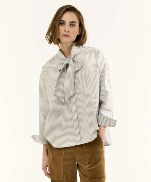 Alternative view of JcSophie jody blouse blue/brown stripes