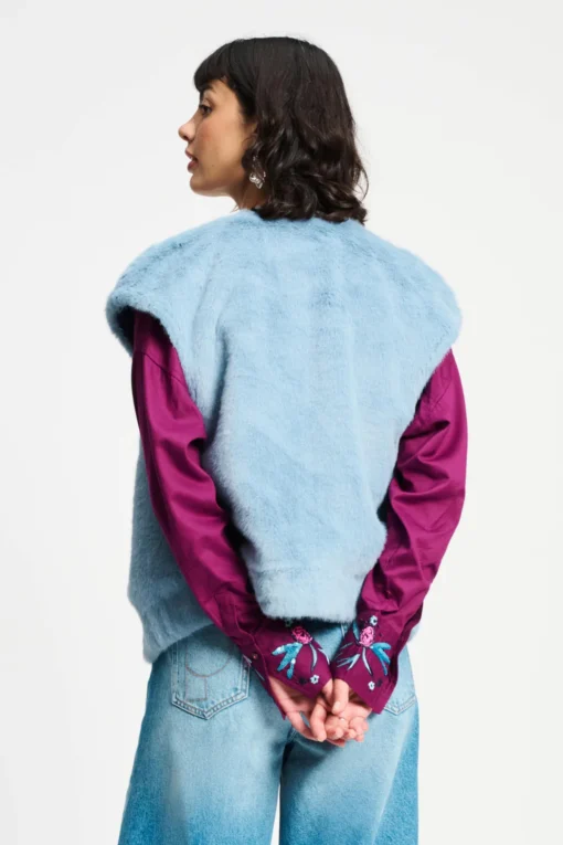 POM gilet fur misty blue SP9368 blue - Afbeelding 4