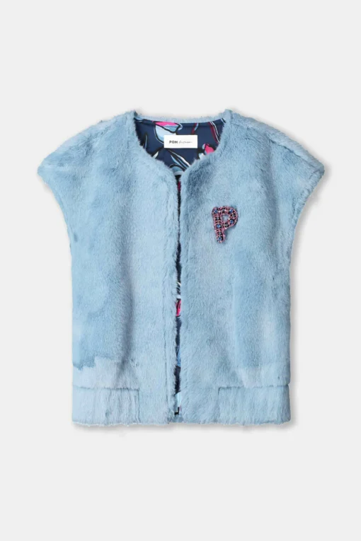 Alternative view of POM gilet fur misty blue SP9368 blue