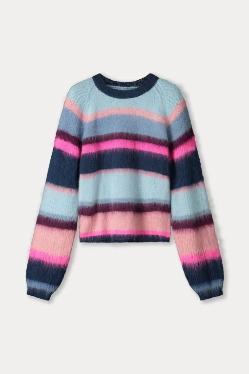 Alternative view of POM pullover brushed stripes blue SP9359 multicolour