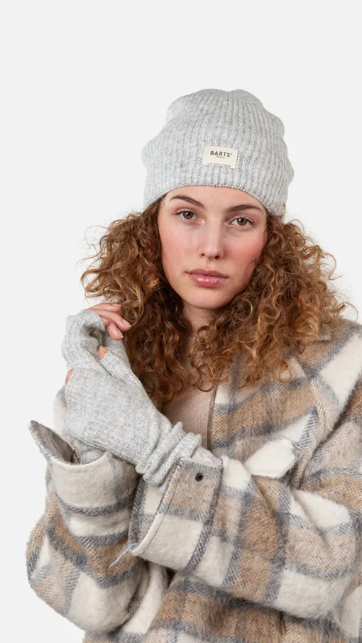 Alternative view of Barts w25 darty fingerless gloves heather grey