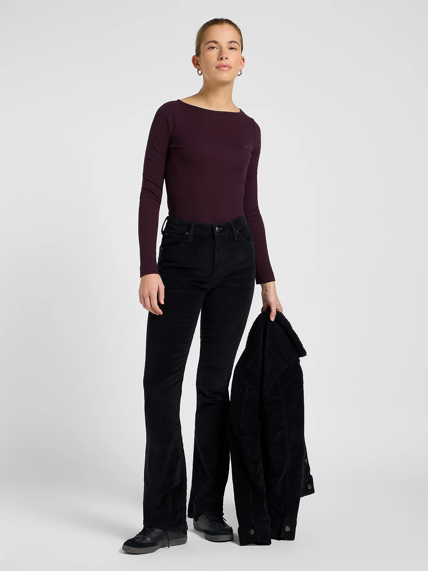 Lee LS boat neck tee deep wine