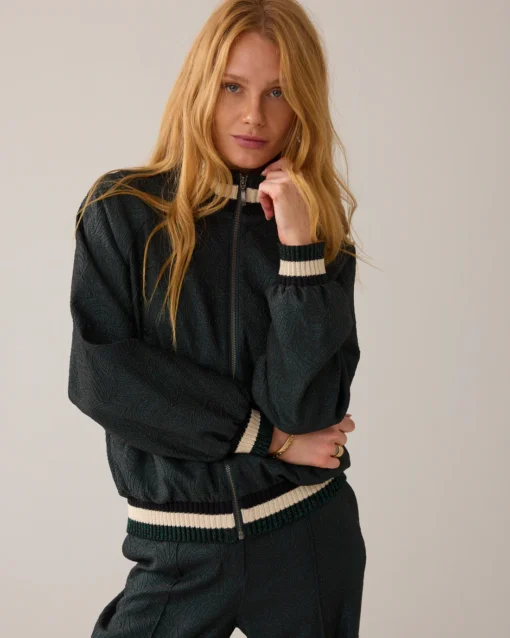 Summum 1s1273 Bomber jacket glitter jacquard emerald green