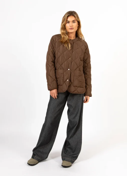 CC Heart 6146-254 Asta quilted loose jacket chocolate brown
