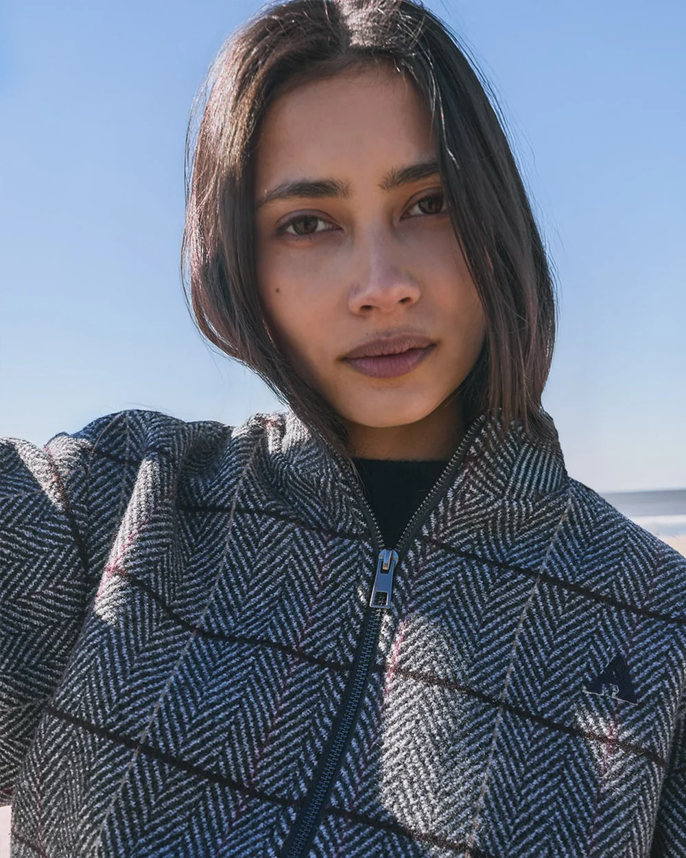 Another-Label Sarah another check jacket black white pomegranate check - Afbeelding 6