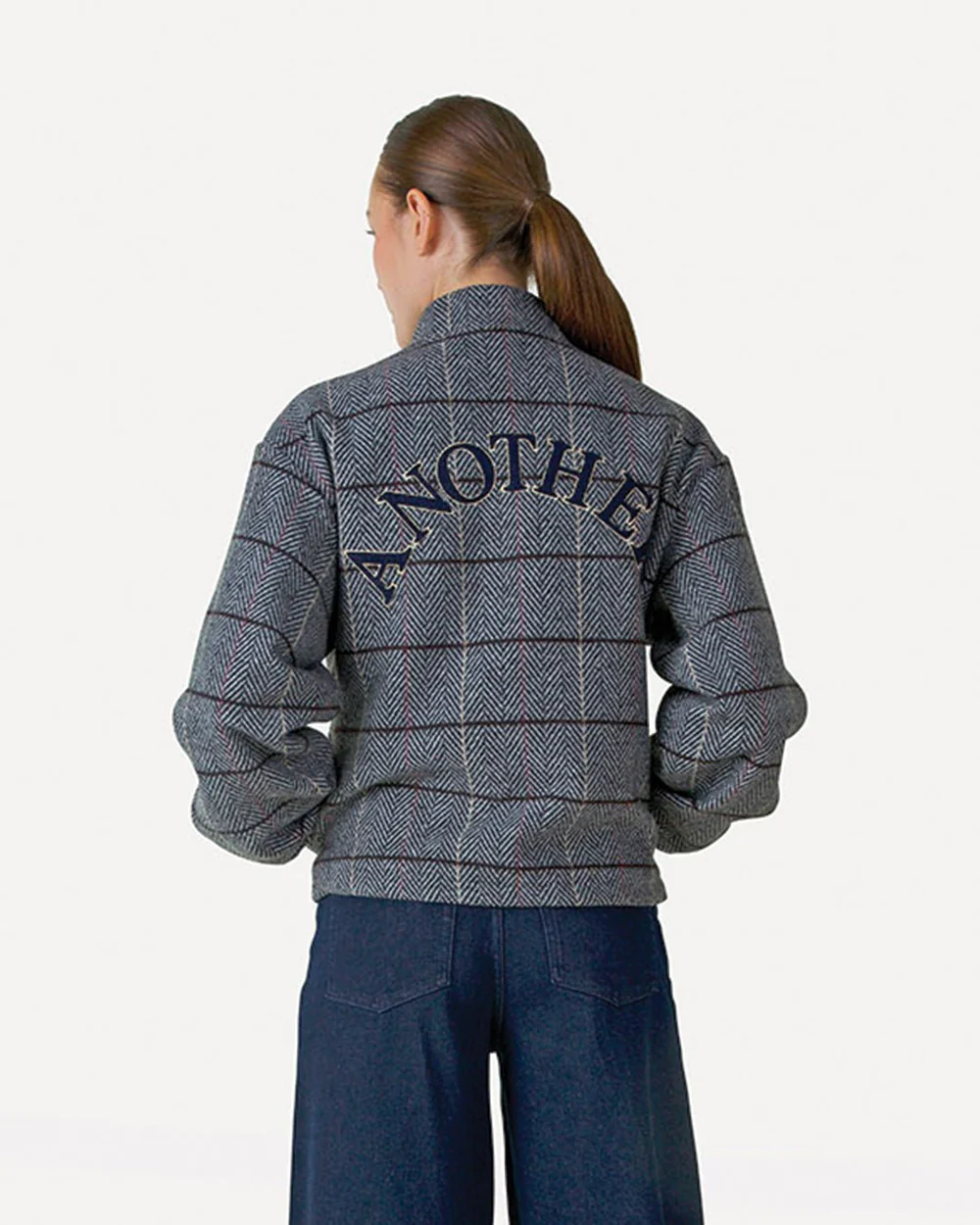 Another-Label Sarah another check jacket black white pomegranate check - Afbeelding 4