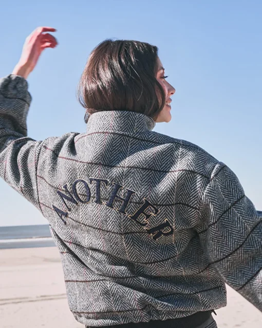 Another-Label Sarah another check jacket black white pomegranate check