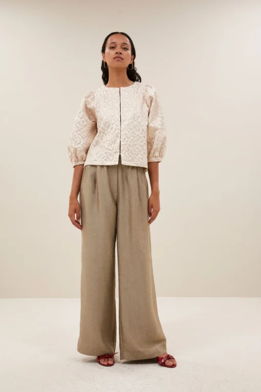 By-Bar Mauri sparkle cheetah blouse champagne