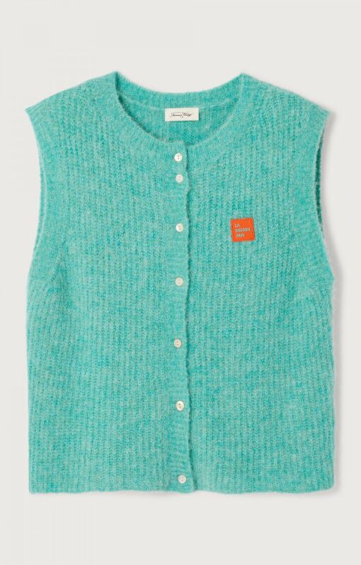 Alternative view of American Vintage Z26 EAST19MCE26 gilet court sm col rond boutonne recif chine