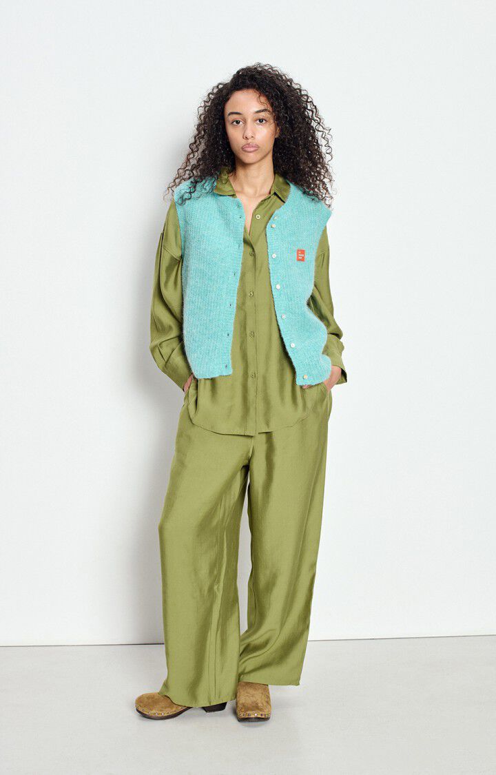 American Vintage Z26 EAST19MCE26 gilet court sm col rond boutonne recif chine