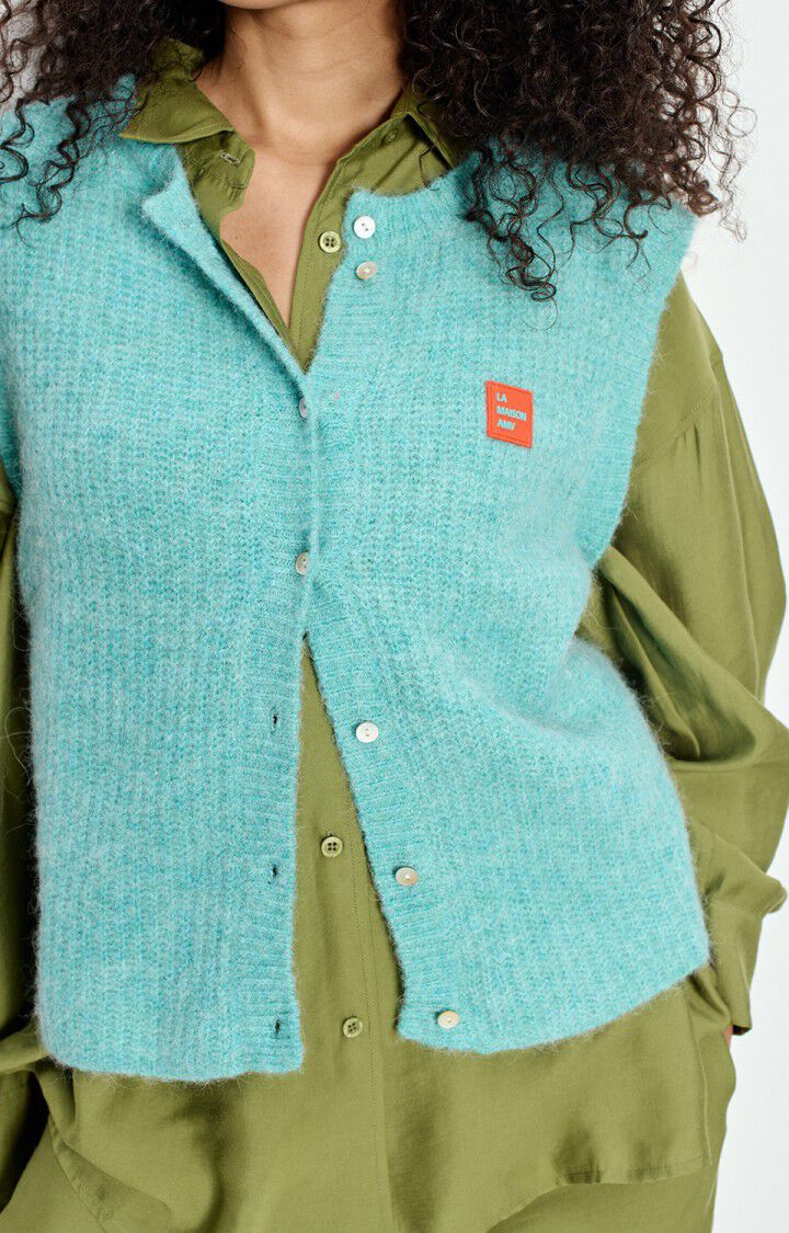 American Vintage Z26 EAST19MCE26 gilet court sm col rond boutonne recif chine - Afbeelding 5