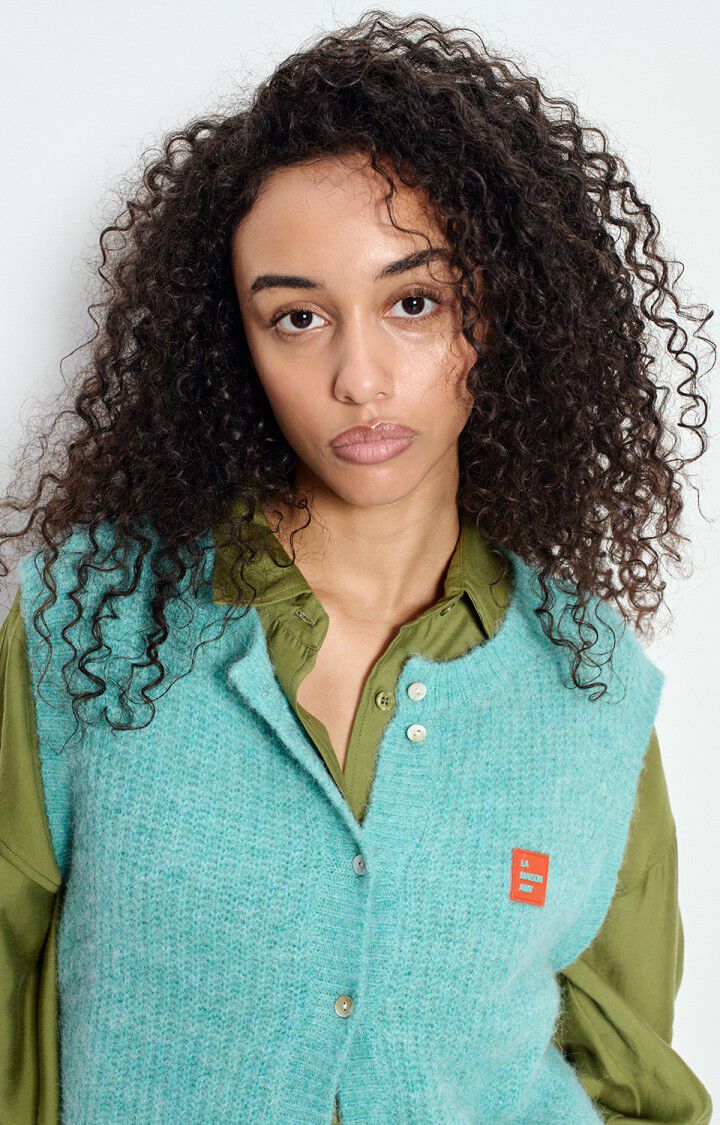 American Vintage Z26 EAST19MCE26 gilet court sm col rond boutonne recif chine - Afbeelding 4