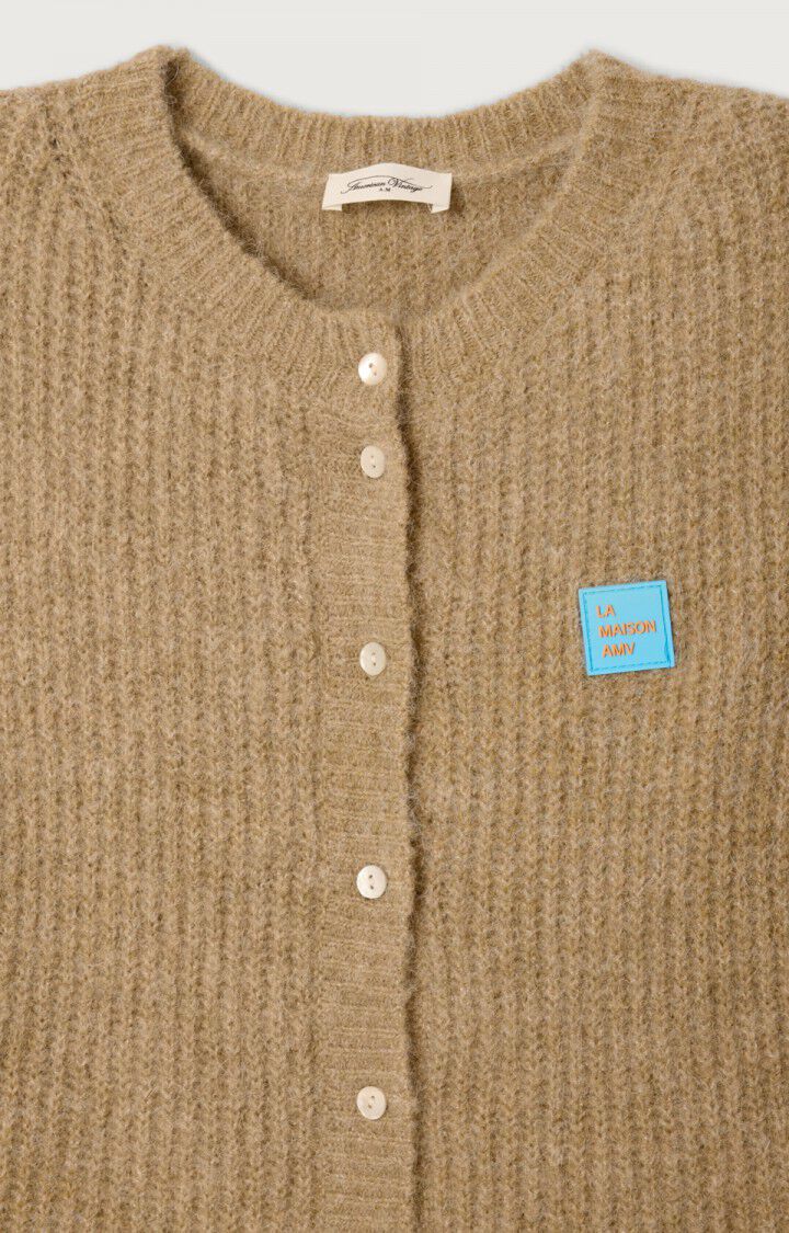 American Vintage Z26 EAST19MCE26 gilet court sm col rond boutonne sable chine - Afbeelding 2