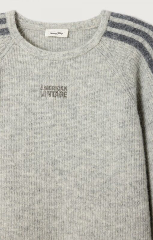 Alternative view of American Vintage Z26 VITO18NE26 pull manches 3/4 col rond gris clair chine