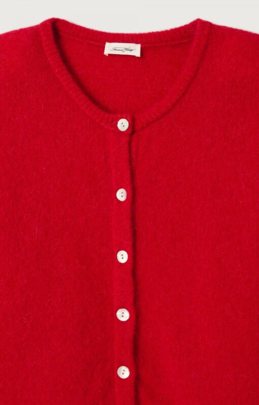 Alternative view of American Vintage VITO19EE26 Gilet court ml col rond carmin chine