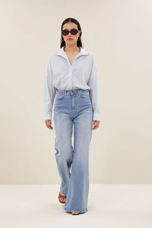 By-Bar Jule stripe blouse blue seer stripe