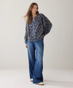 Summum 2s2925 Blouse blue blockprint midnight blue