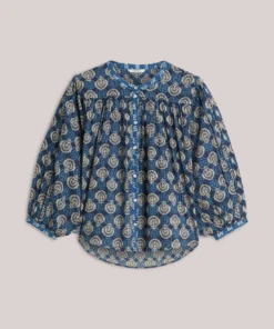 Alternative view of Summum 2s2925 Blouse blue blockprint midnight blue