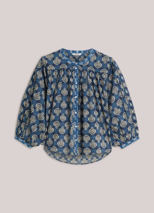 Alternative view of Summum 2s2925 Blouse blue blockprint midnight blue