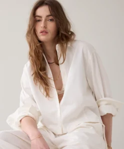 Summum 2s3404 blouse denim light white cotton twill